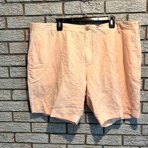 Faherty Brand Mens Peach Pink Linen Blend Chino Shorts Size 42